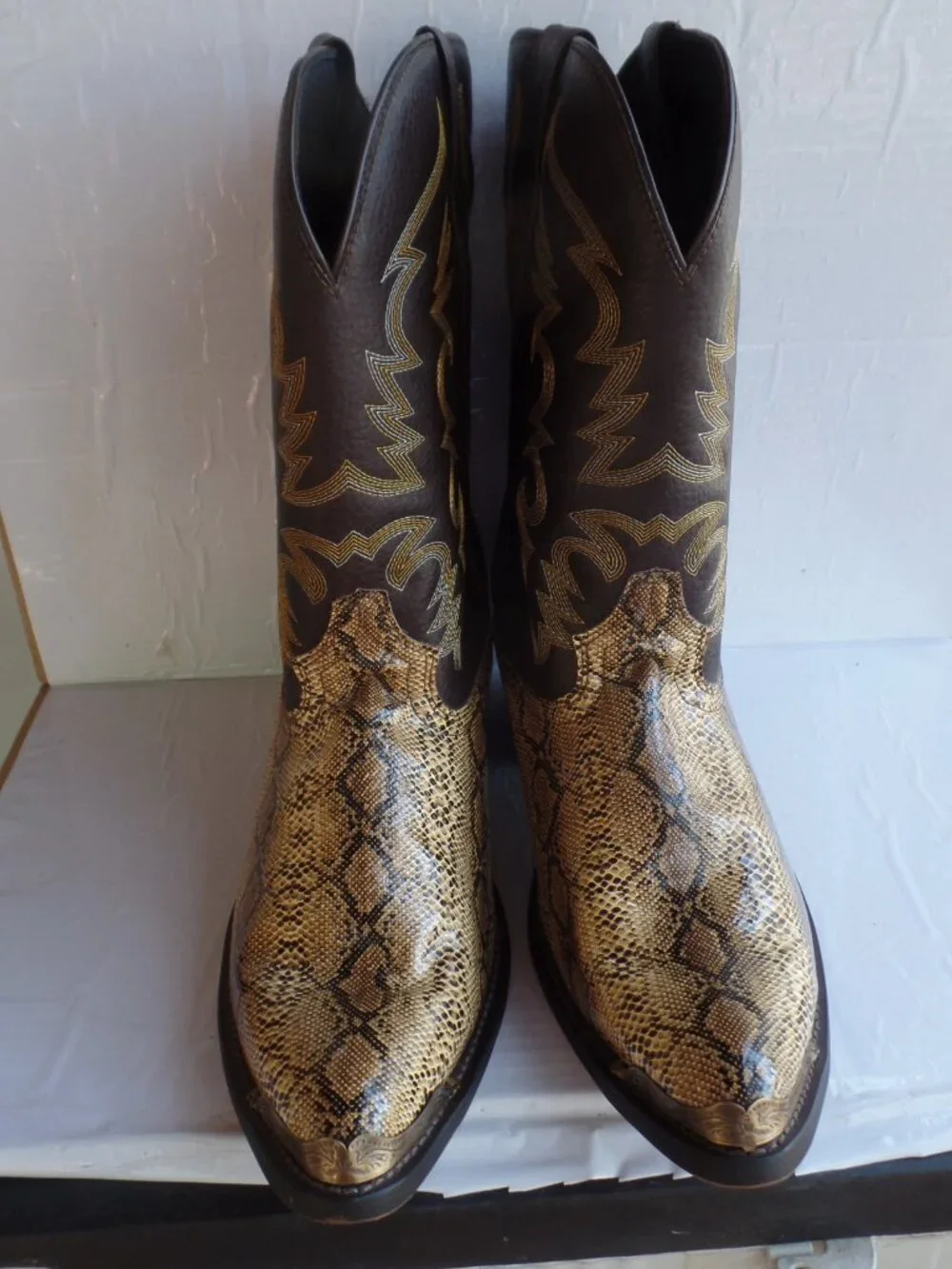 Laredo Mens Animal Print Pointed Toe Pull On Casual Boots Mid Calf - sz 15 68068